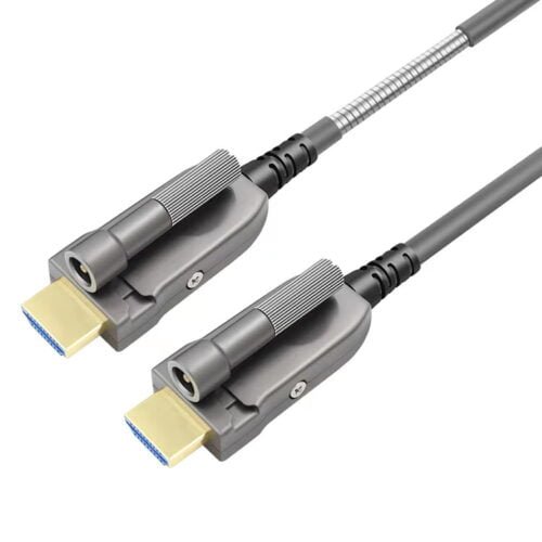 Armored 8K active HDMI 2.1 Fiber Cable with removable screw locking connector-750