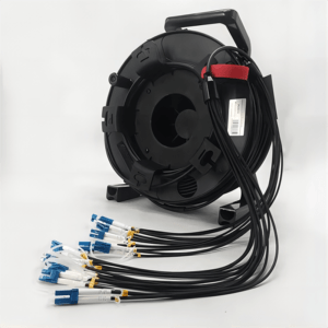 Armored Tactical OM3 Fiber Optical Cable Drum MPO-24LC-800
