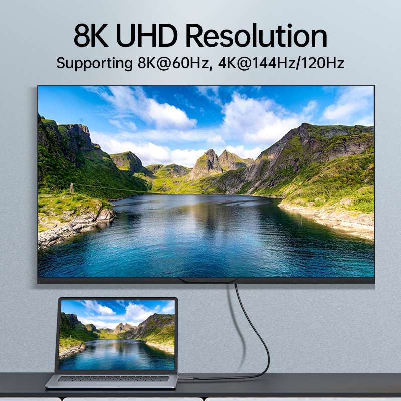 The Cable Support 8k@60hz,4k@144hz/120hz 8K UHD Resolution